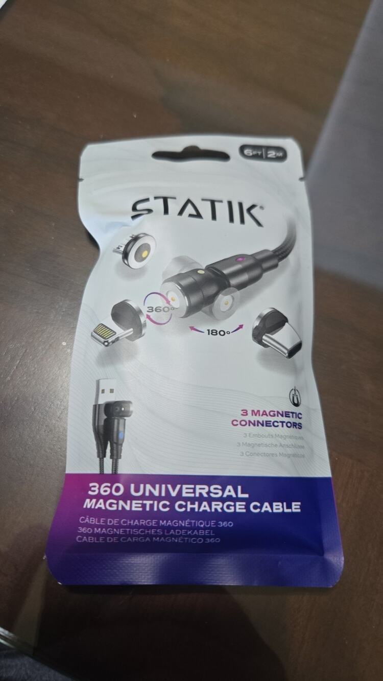 Phone Charger Sealed Statik 360 Universal Magnetic 6ft Cable & 3 Magnetic Tips